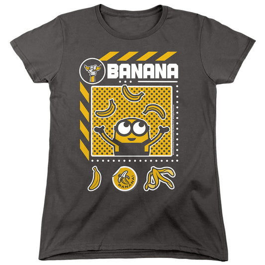 Minions Banana Icons Womens T Shirt Charcoal Officially Licensed