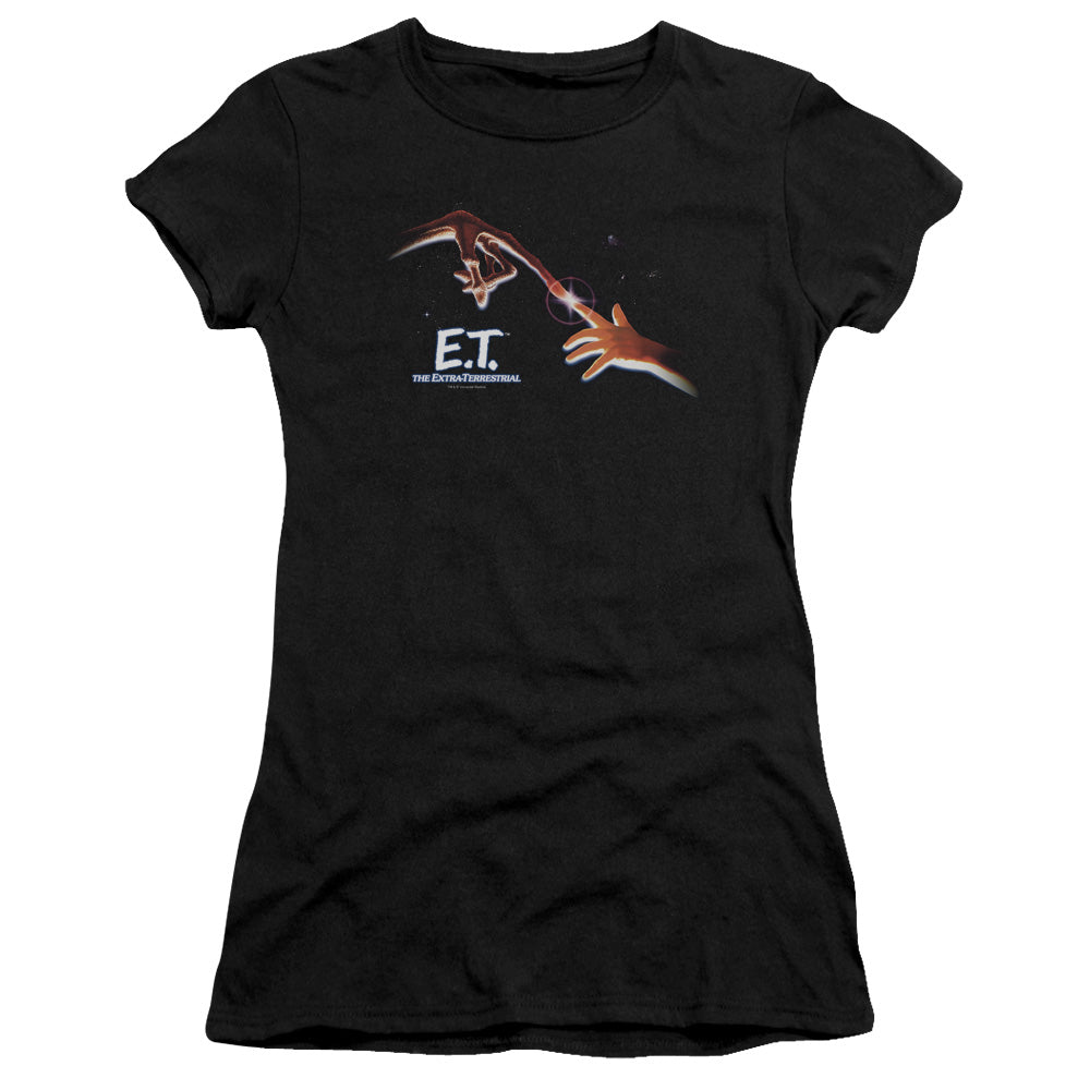 ET the Extra Terrestrial Poster Junior Sheer Cap Sleeve Womens T Shirt Black