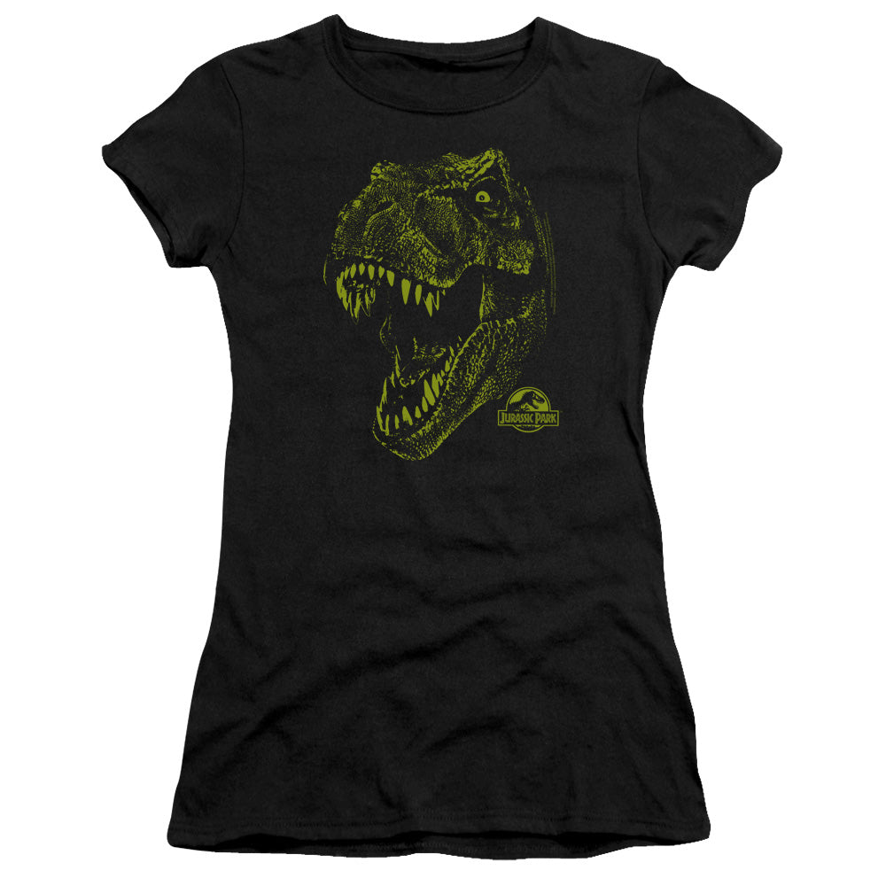 Jurassic Park Rex Mount Junior Sheer Cap Sleeve Womens T Shirt Black