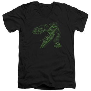 Jurassic Park Raptor Mount Mens Slim Fit V-Neck T Shirt Black