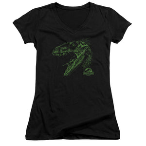 Jurassic Park Raptor Mount Junior Sheer Cap Sleeve V-Neck Womens T Shirt Black