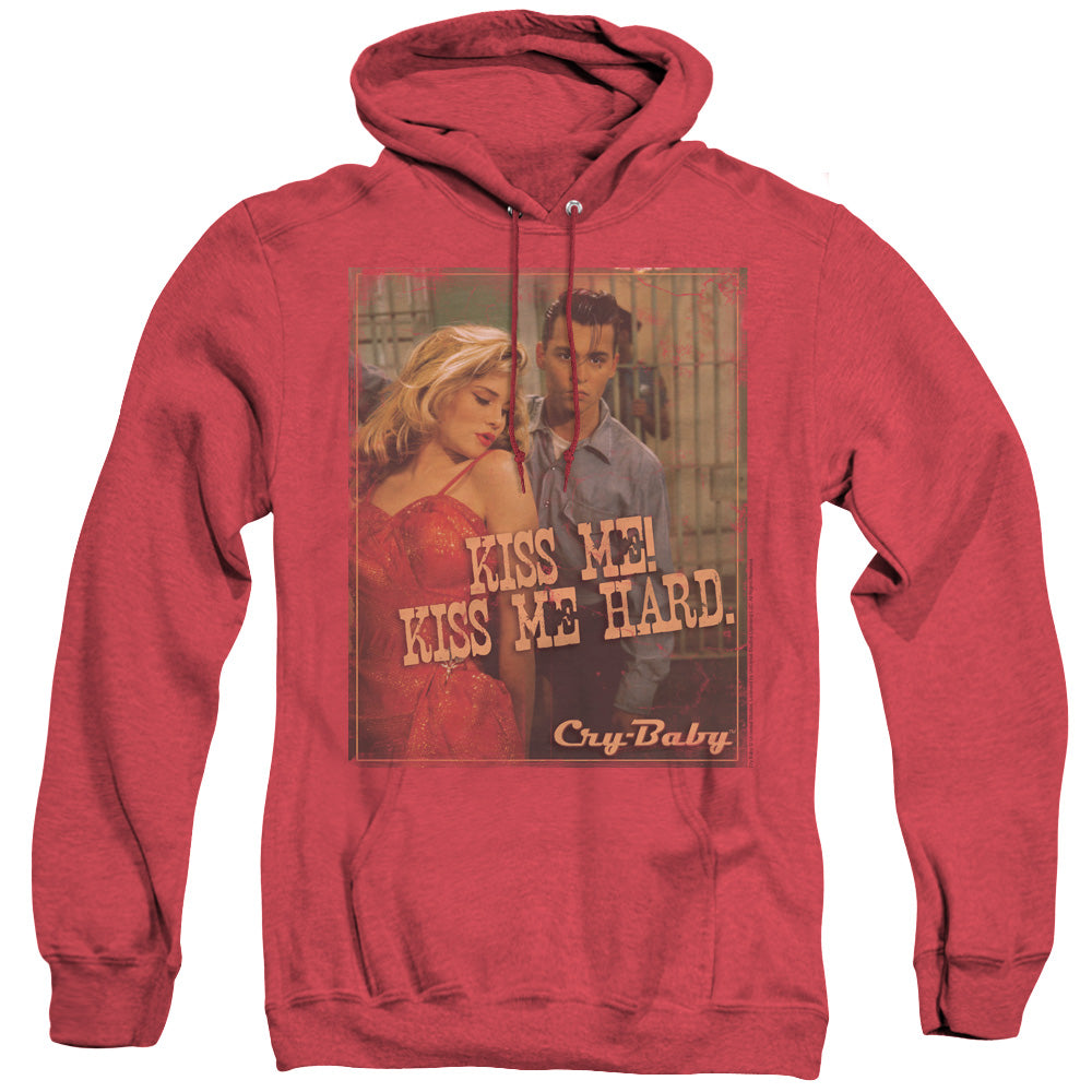 Cry Baby Kiss Me Mens Heather Hoodie Red Officially Licensed
