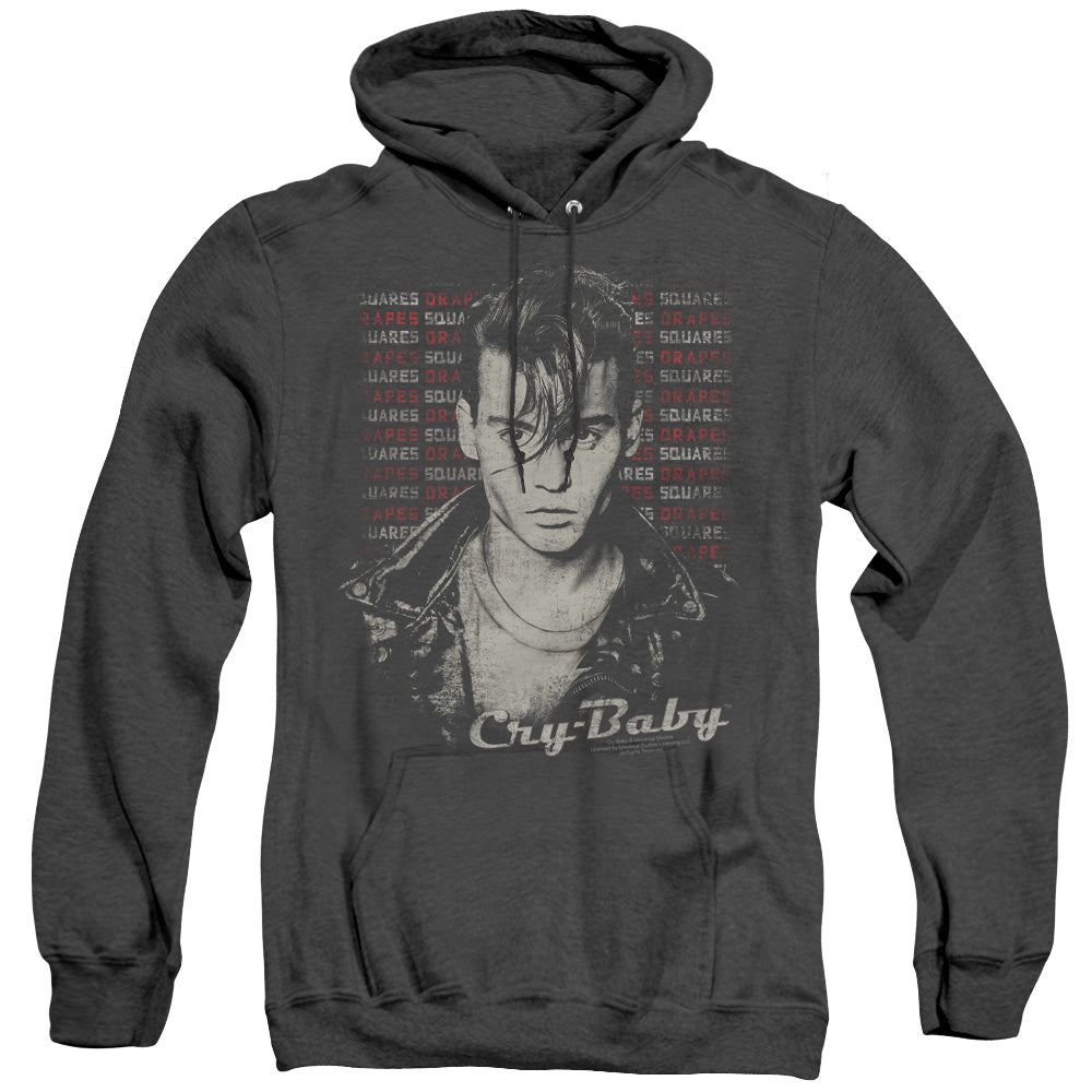 Cry Baby Drapes and Squares Heather Mens Hoodie Black