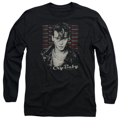 Cry Baby Drapes and Squares Mens Long Sleeve Shirt Black