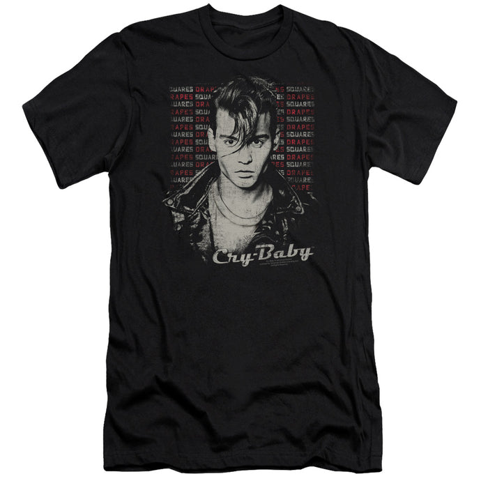 Cry Baby Drapes and Squares Slim Fit Mens T Shirt Black