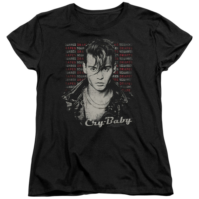Cry Baby Drapes and Squares Womens T Shirt Black