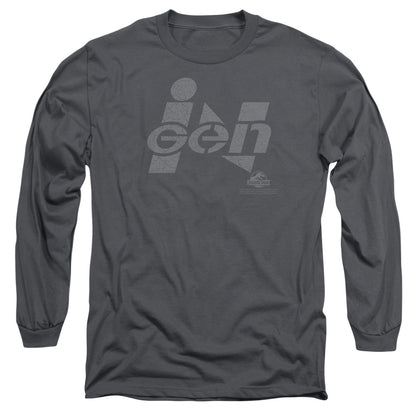 Jurassic Park Ingen Logo Mens Long Sleeve Shirt Charcoal