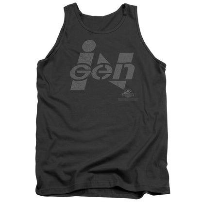 Jurassic Park Ingen Logo Mens Tank Top Shirt Charcoal