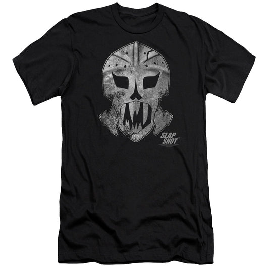 Slap Shot Goalie Mask Premium Bella Canvas Slim Fit Mens T Shirt Black