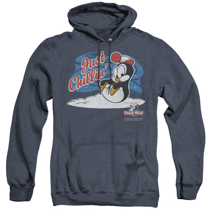 Chilly Willy Just Chillin Mens Heather Hoodie Navy