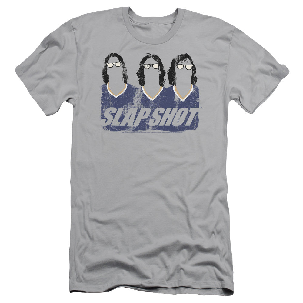 Slap Shot Brothers Slim Fit Mens T Shirt Silver