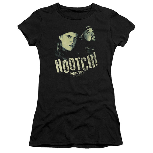 Mallrats Nootch Junior Sheer Cap Sleeve Womens T Shirt Black