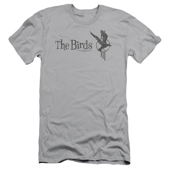 The Birds Distressed Slim Fit Mens T Shirt Silver
