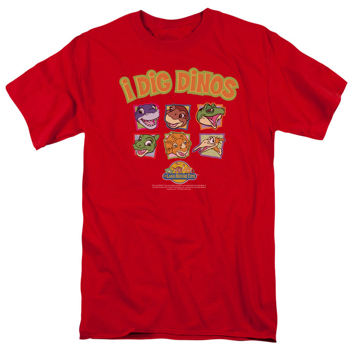 The Land Before Time I Dig Dinos Mens T Shirt Red