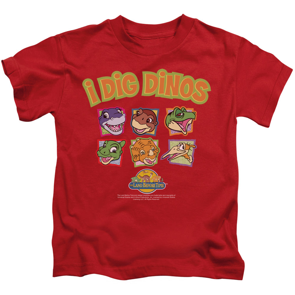 The Land Before Time I Dig Dinos Juvenile Kids Youth T Shirt Red
