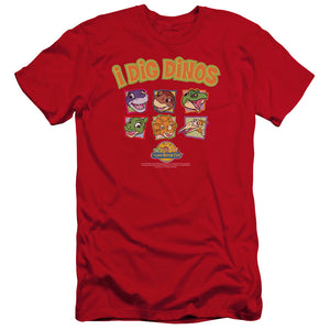 The Land Before Time I Dig Dinos Premium Bella Canvas Slim Fit Mens T Shirt Red