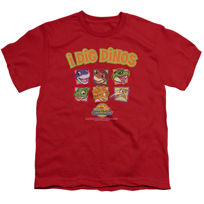 The Land Before Time I Dig Dinos Kids Youth T Shirt Red