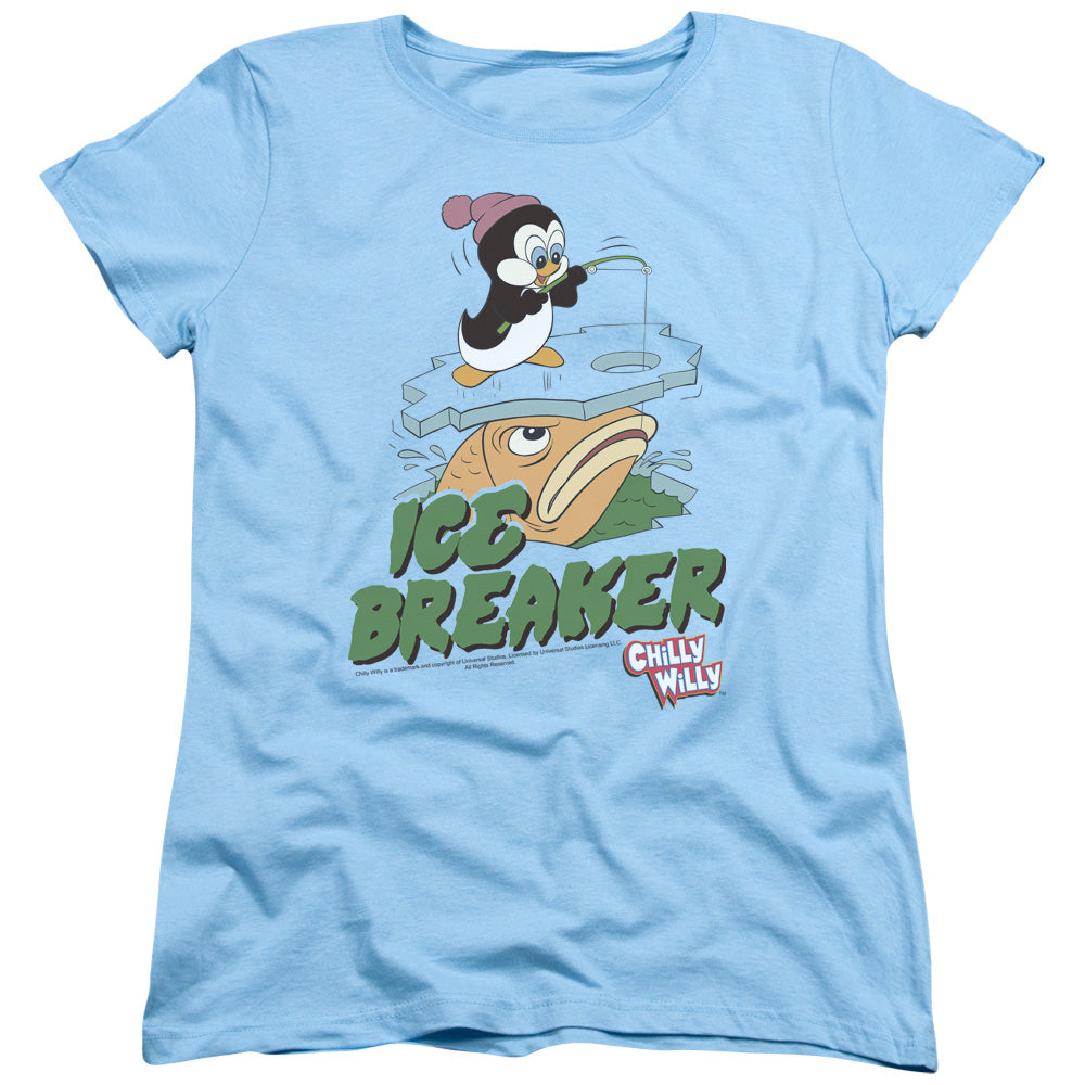 Chilly Willy Ice Breaker Womens T Shirt Light Blue