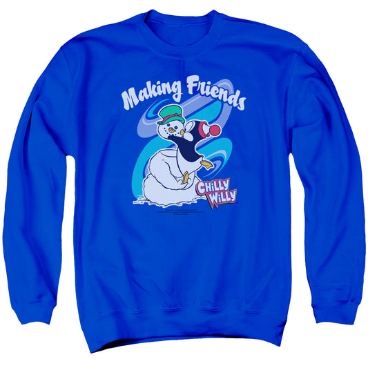 Chilly Willy Making Friends Mens Crewneck Sweatshirt Royal Blue