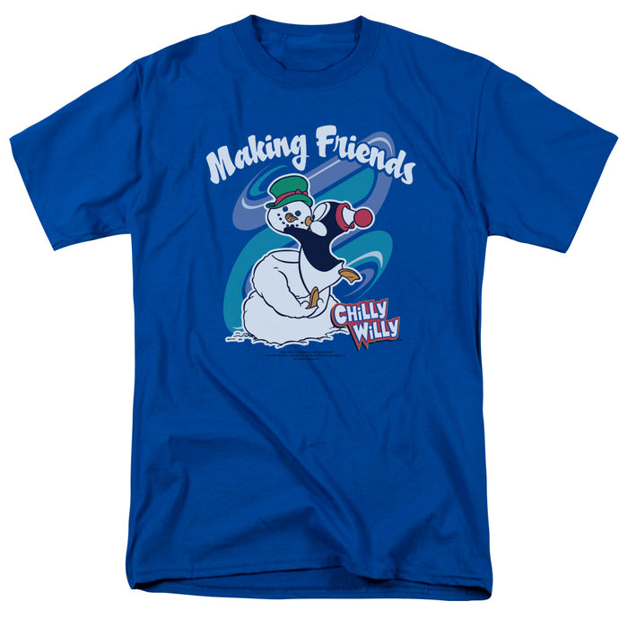Chilly Willy Making Friends Mens T Shirt Royal Blue