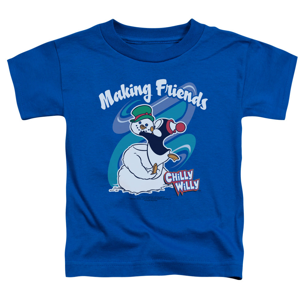 Chilly Willy Making Friends Toddler Kids Youth T Shirt Royal Blue