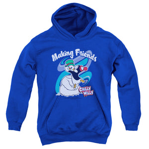 Chilly Willy Making Friends Kids Youth Hoodie Royal Royal Blue