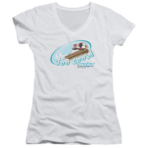 Chilly Willy Too Cool Junior Sheer Cap Sleeve V-Neck Womens T Shirt White
