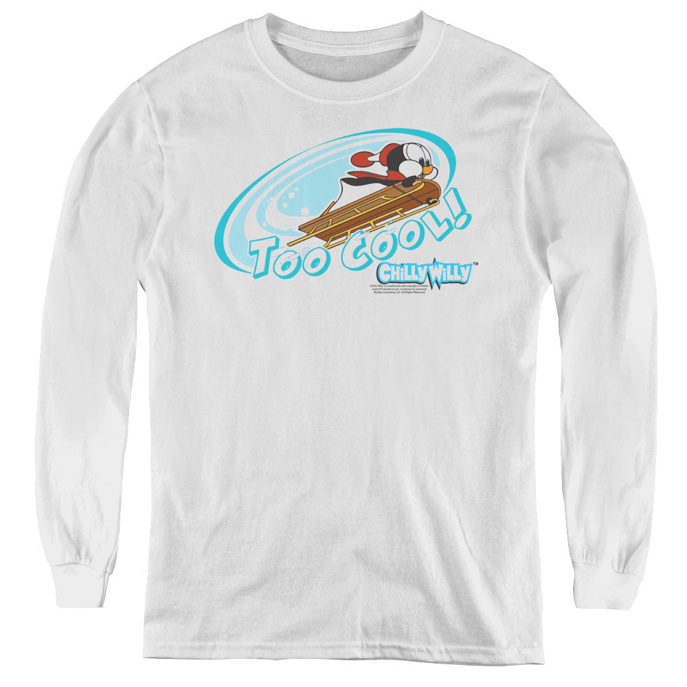 Chilly Willy Too Cool Long Sleeve Kids Youth T Shirt White