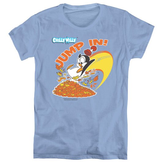 Chilly Willy Jump In Womens T Shirt Carolina Blue