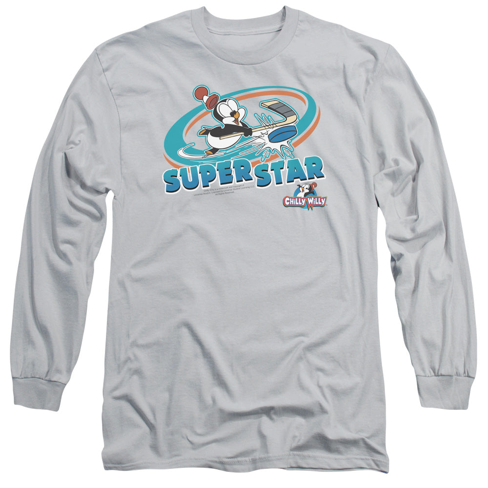 Chilly Willy Slap Shot Mens Long Sleeve Shirt Silver