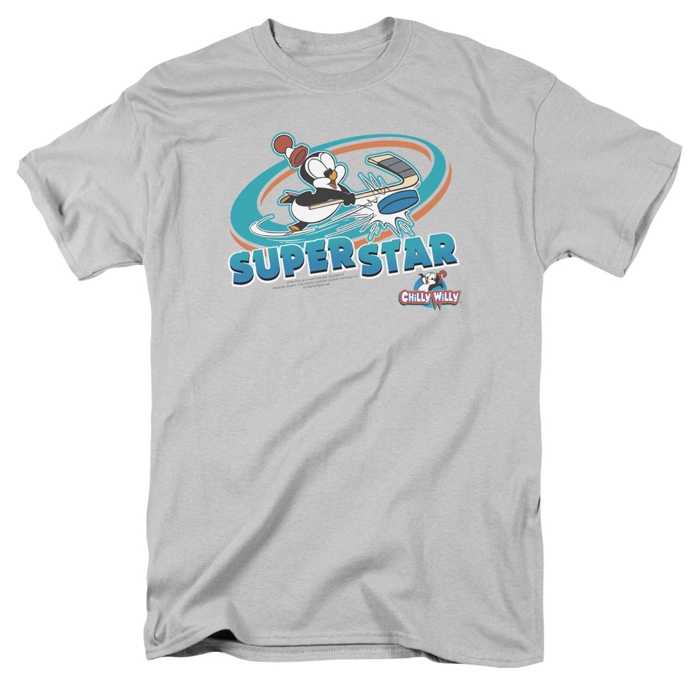 Chilly Willy Slap Shot Mens T Shirt Silver