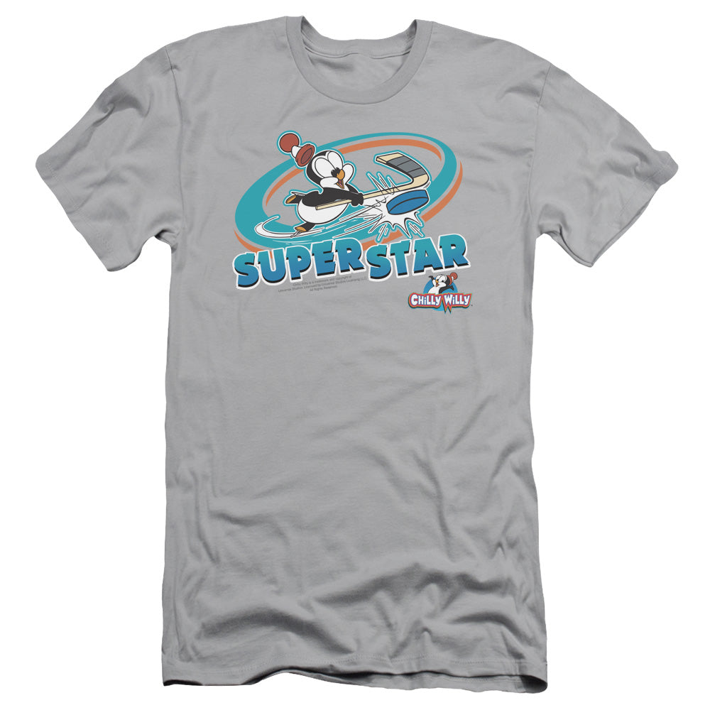 Chilly Willy Slap Shot Slim Fit Mens T Shirt Silver