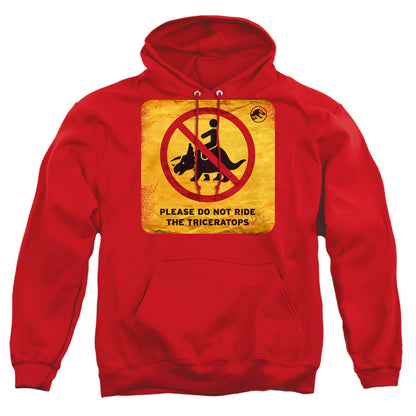 Jurassic World Don'T Ride Sign Mens Hoodie Red