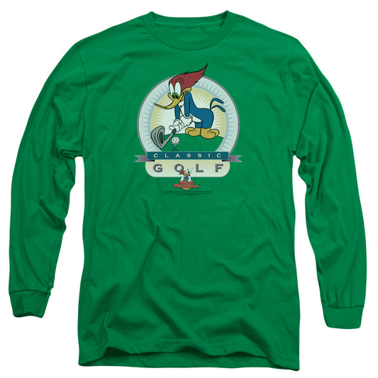 Woody Woodpecker Classic Golf Mens Long Sleeve Shirt Kelly Green