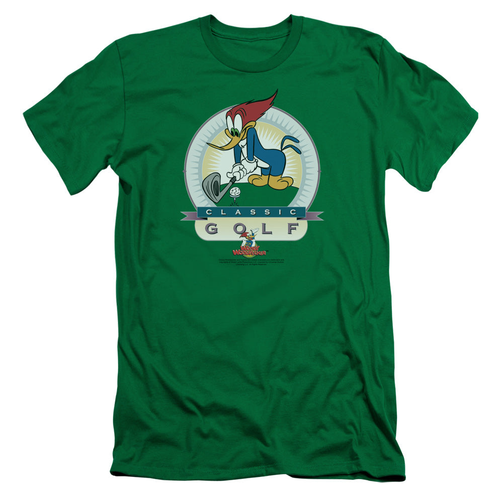 Woody Woodpecker Classic Golf Slim Fit Mens T Shirt Kelly Green