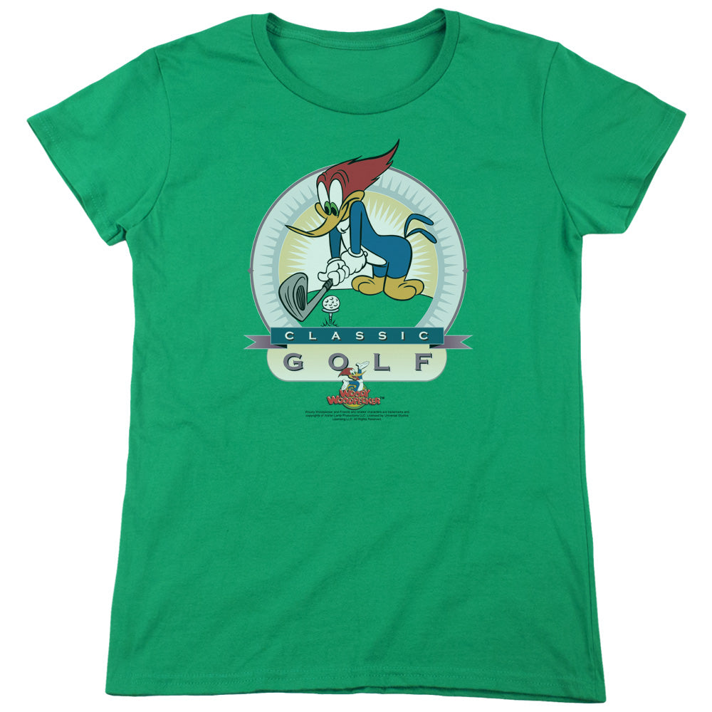 Woody Woodpecker Classic Golf Womens T Shirt Kelly Green