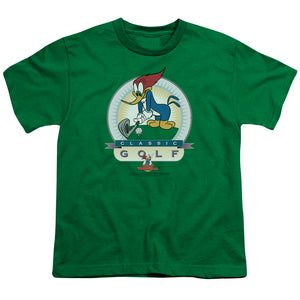 Woody Woodpecker Classic Golf Kids Youth T Shirt Kelly Green