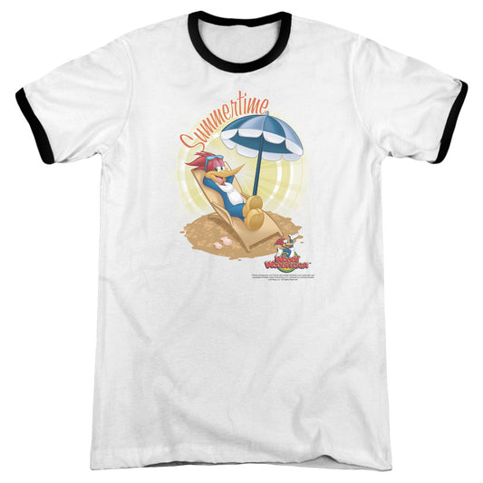 Woody Woodpecker Summertime Heather Ringer Mens T Shirt White