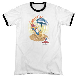 Woody Woodpecker Summertime Heather Ringer Mens T Shirt White