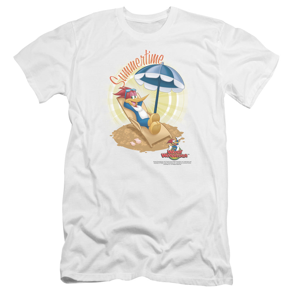 Woody Woodpecker Summertime Premium Bella Canvas Slim Fit Mens T Shirt White