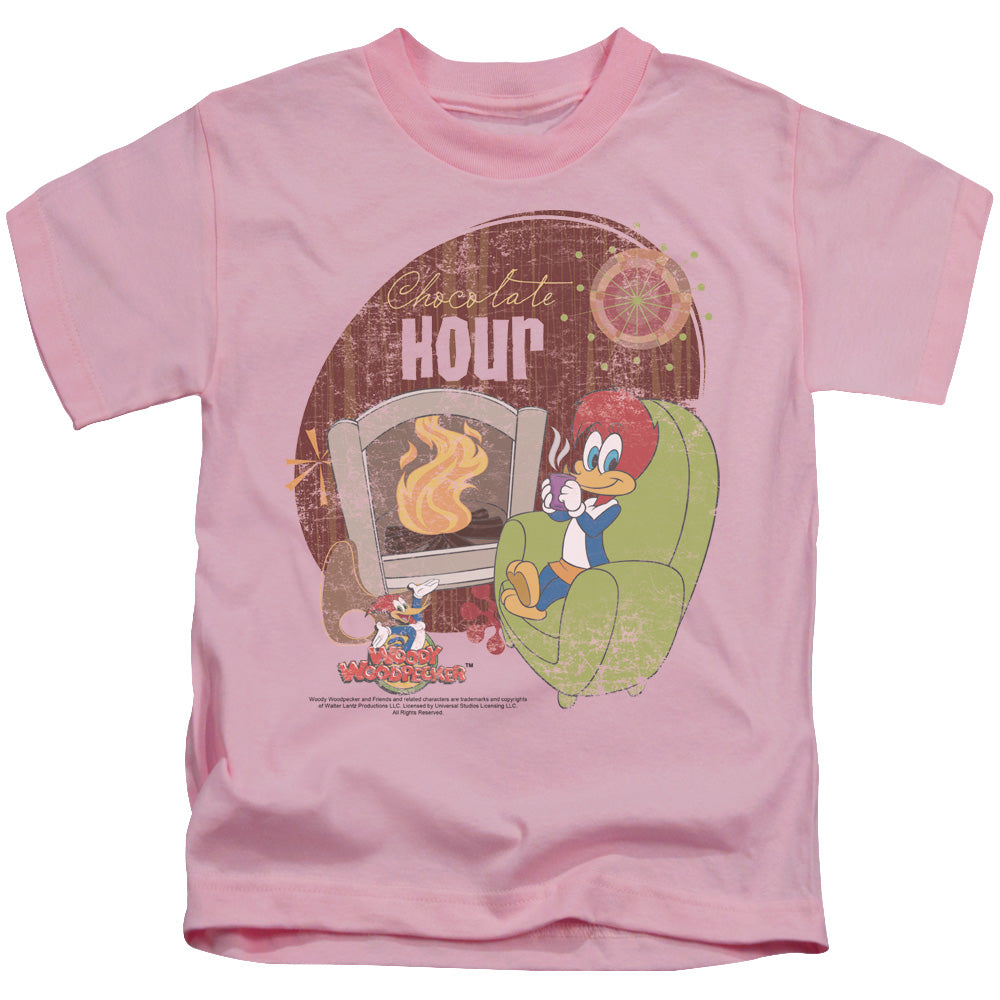 Woody Woodpecker Chocolate Hour Juvenile Kids Youth T Shirt Pink