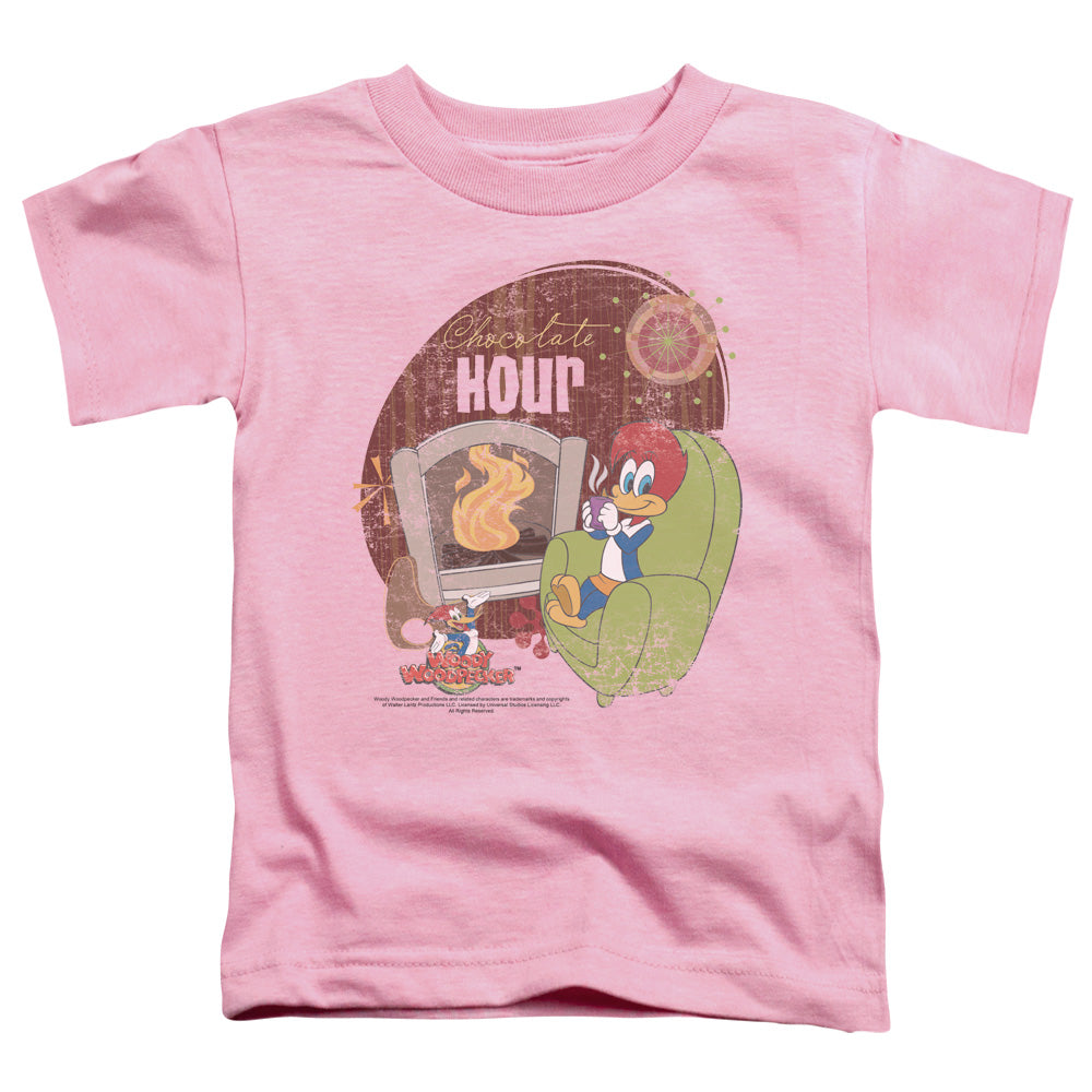 Woody Woodpecker Chocolate Hour Toddler Kids Youth T Shirt Pink