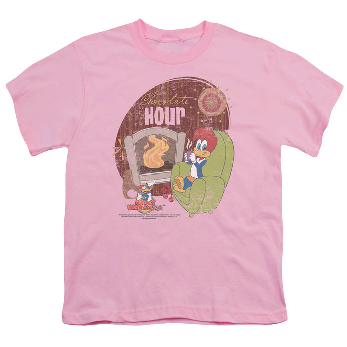 Woody Woodpecker Chocolate Hour Kids Youth T Shirt Pink