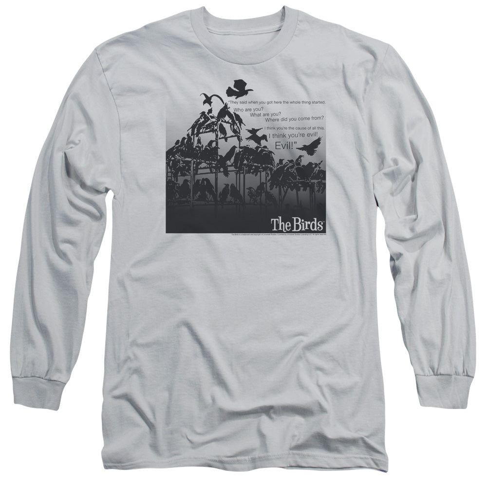 The Birds Evil Mens Long Sleeve Shirt Silver