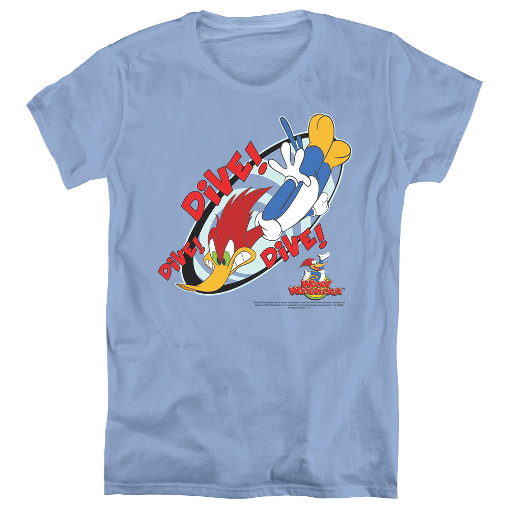 Woody Woodpecker Dive Womens T Shirt Carolina Blue