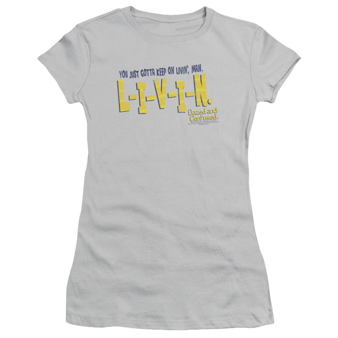 Dazed and Confused Livin Junior Sheer Cap Sleeve Womens T Shirt Silver
