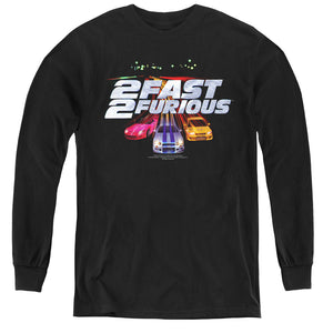 2 Fast 2 Furious Logo Long Sleeve Kids Youth T Shirt Black