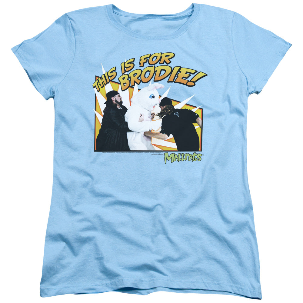 Mallrats Bunny Beatdown Womens T Shirt Light Blue