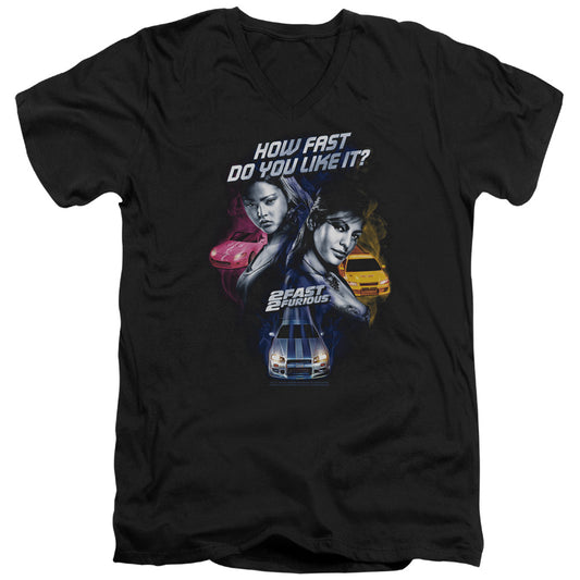 2 Fast 2 Furious Fast Women Mens Slim Fit V-Neck T Shirt Black