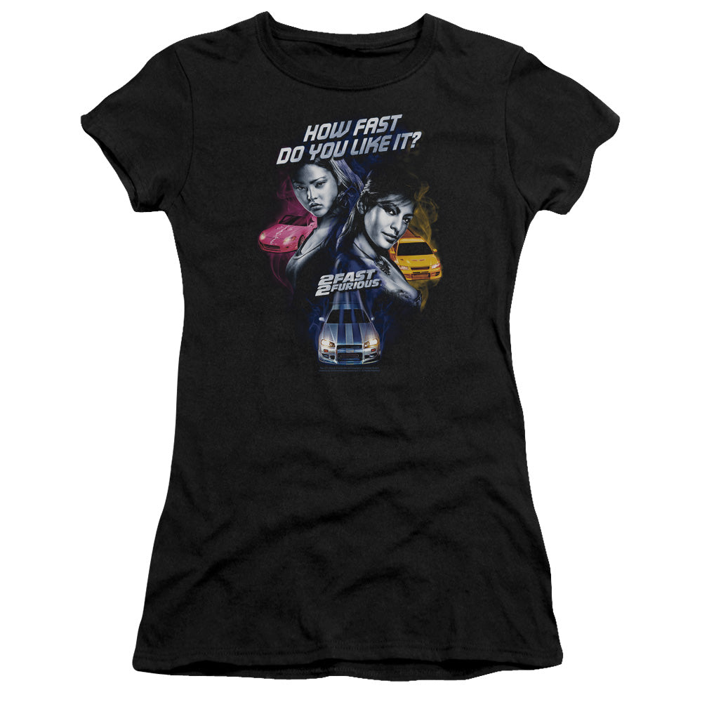 2 Fast 2 Furious Fast Women Junior Sheer Cap Sleeve Womens T Shirt Black